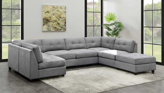 Claude - 7 Piece Upholstered Modular Sectional Sofa - Dove