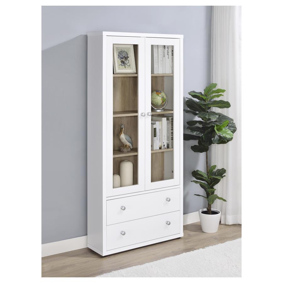 Hawthorne - 4-Shelf Glass Door Tall Cabinet With Drawers Coaster Fine Furniture