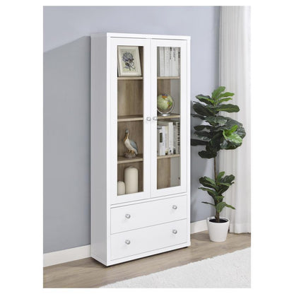 Hawthorne - 4-Shelf Glass Door Tall Cabinet With Drawers Coaster Fine Furniture