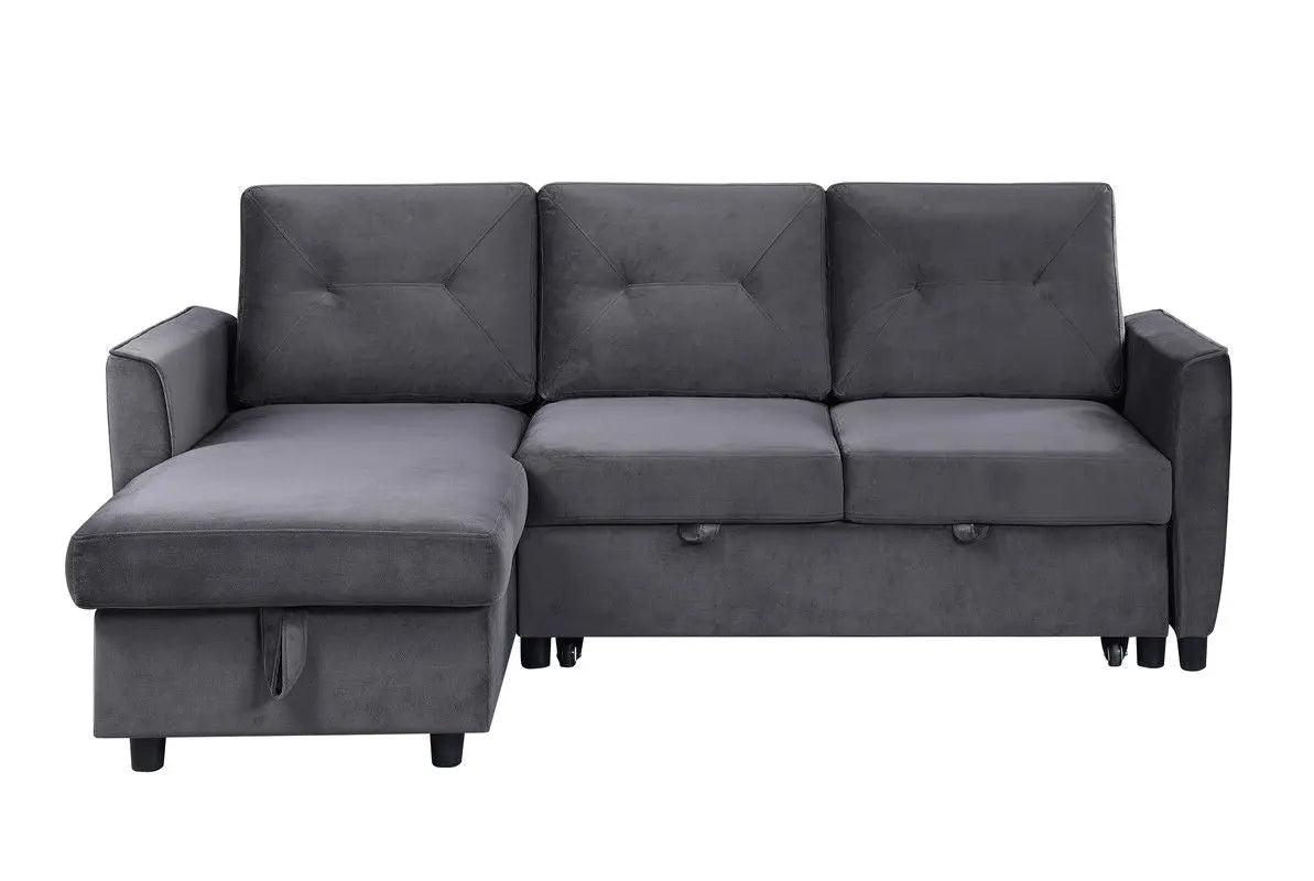 Hudson - Reversible Sleeper Sectional Sofa With Storage Chaise - Dark Gray Lilola Home