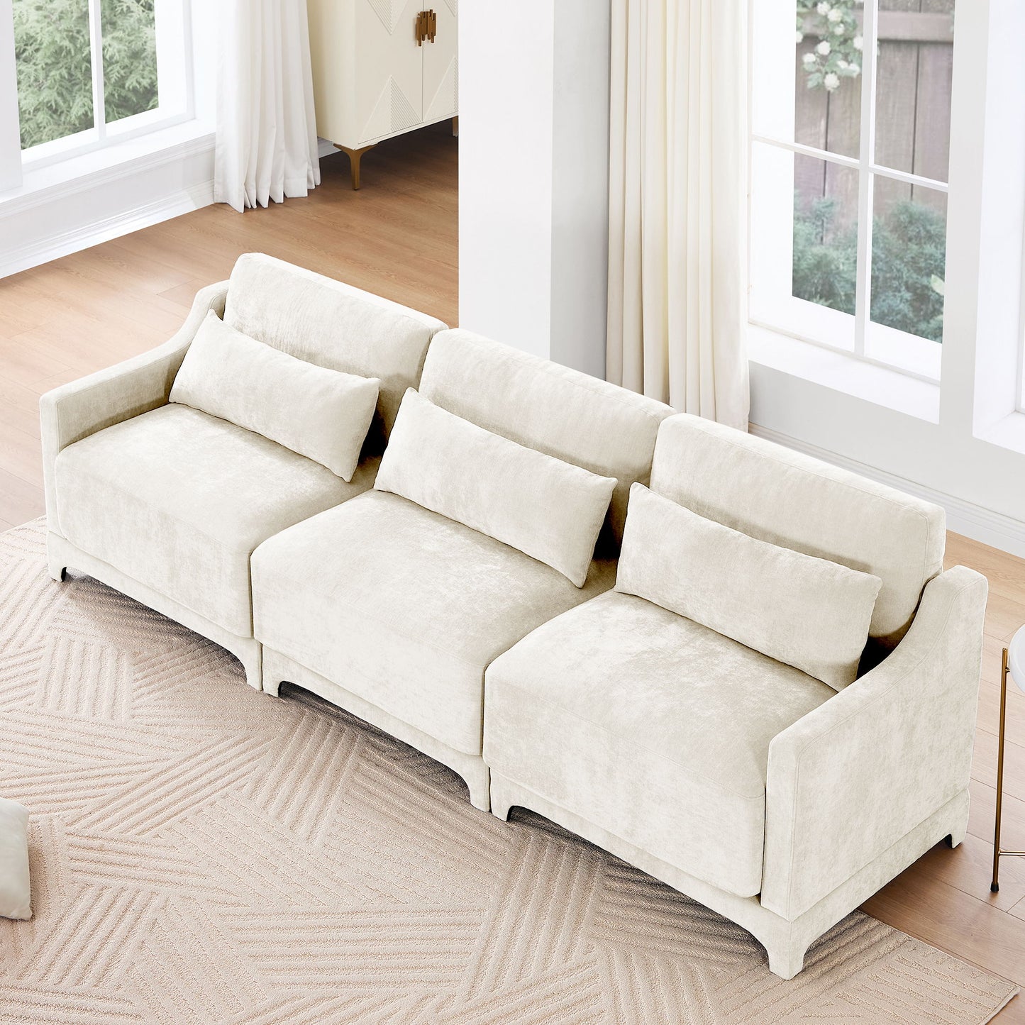 Elegant Sofa With Ergonomic Design And Lumbar Pillows Home Essentials