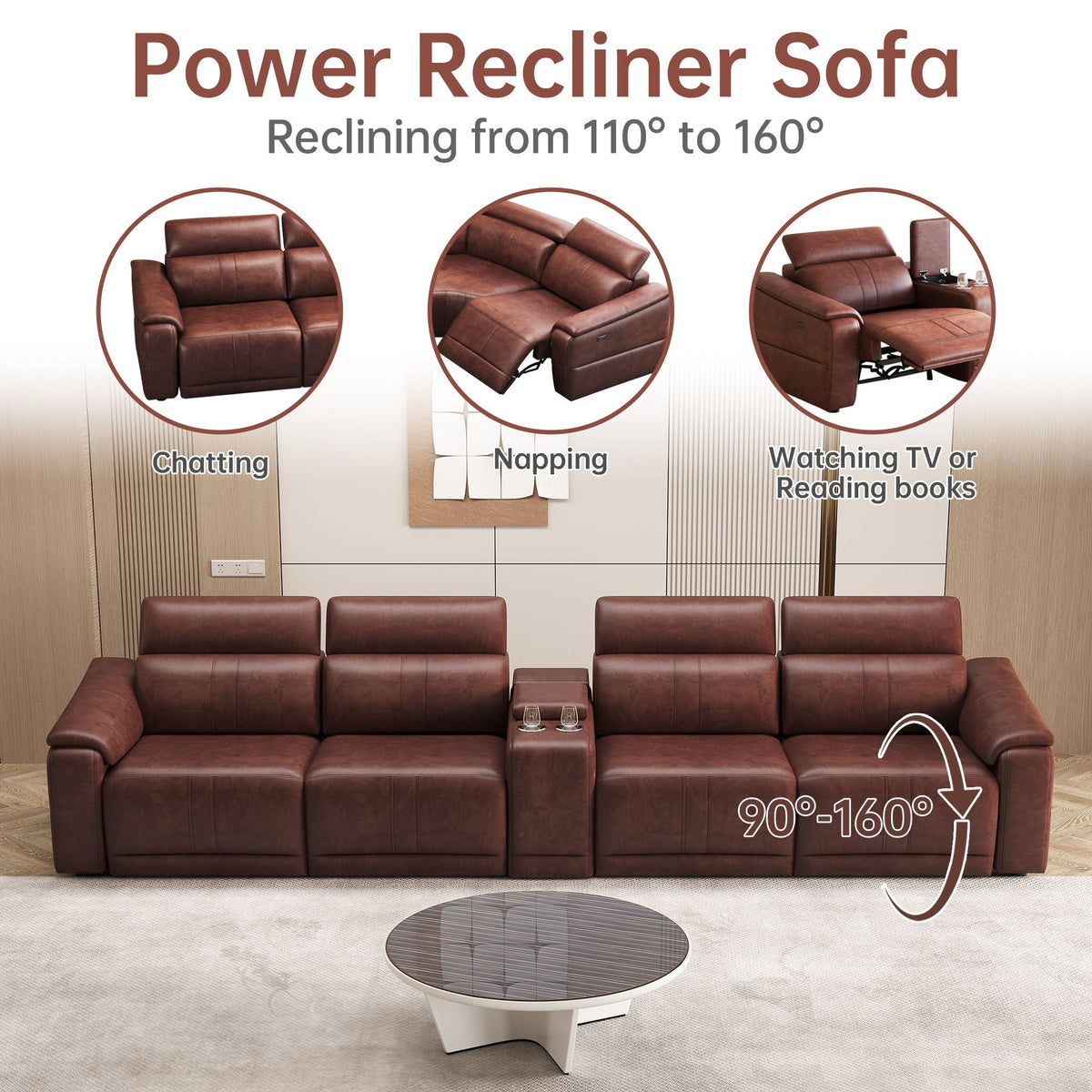 Modular Sofa With Recliners And Cup Holders Sectional Set Home Essentials