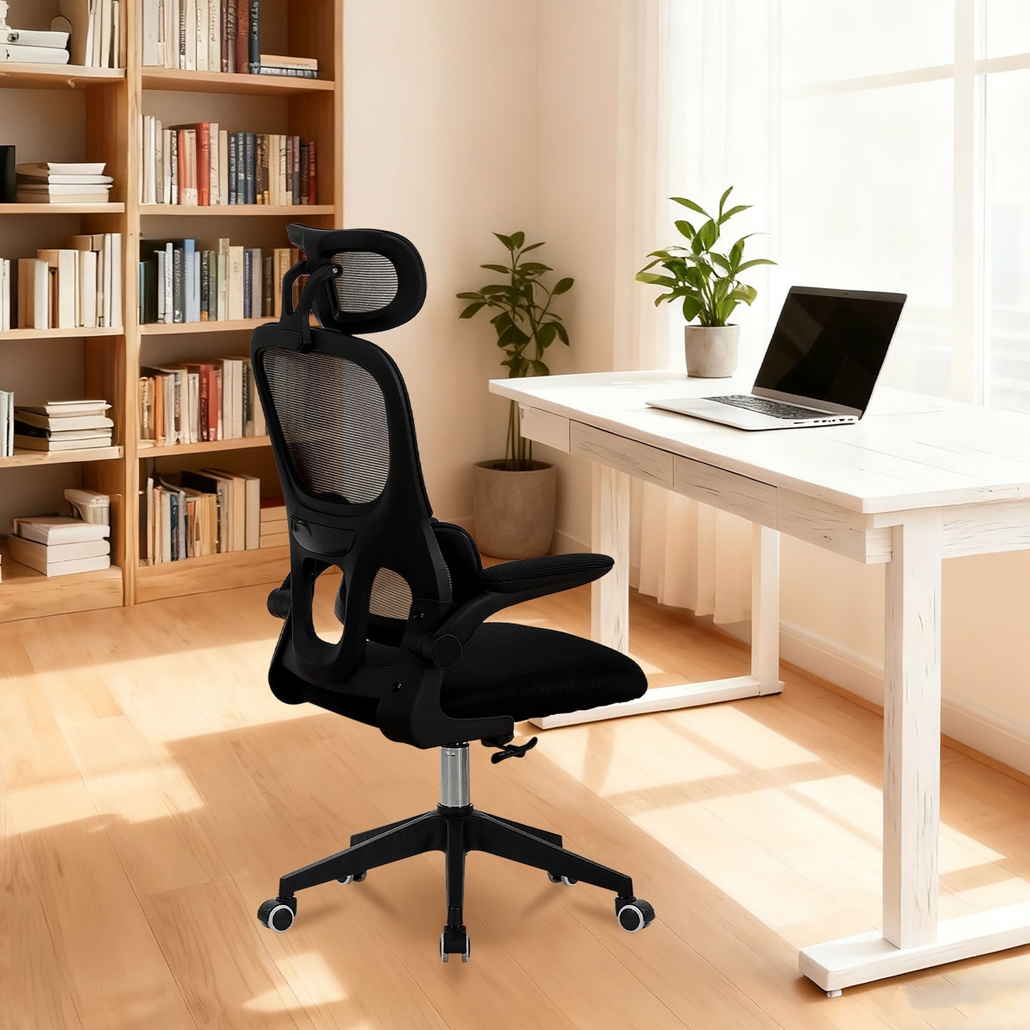 High Back Ergonomic Swivel Rolling Office Chair With Tilt Function, 3D Headrest, Lumbar Support - Black Home Essentials