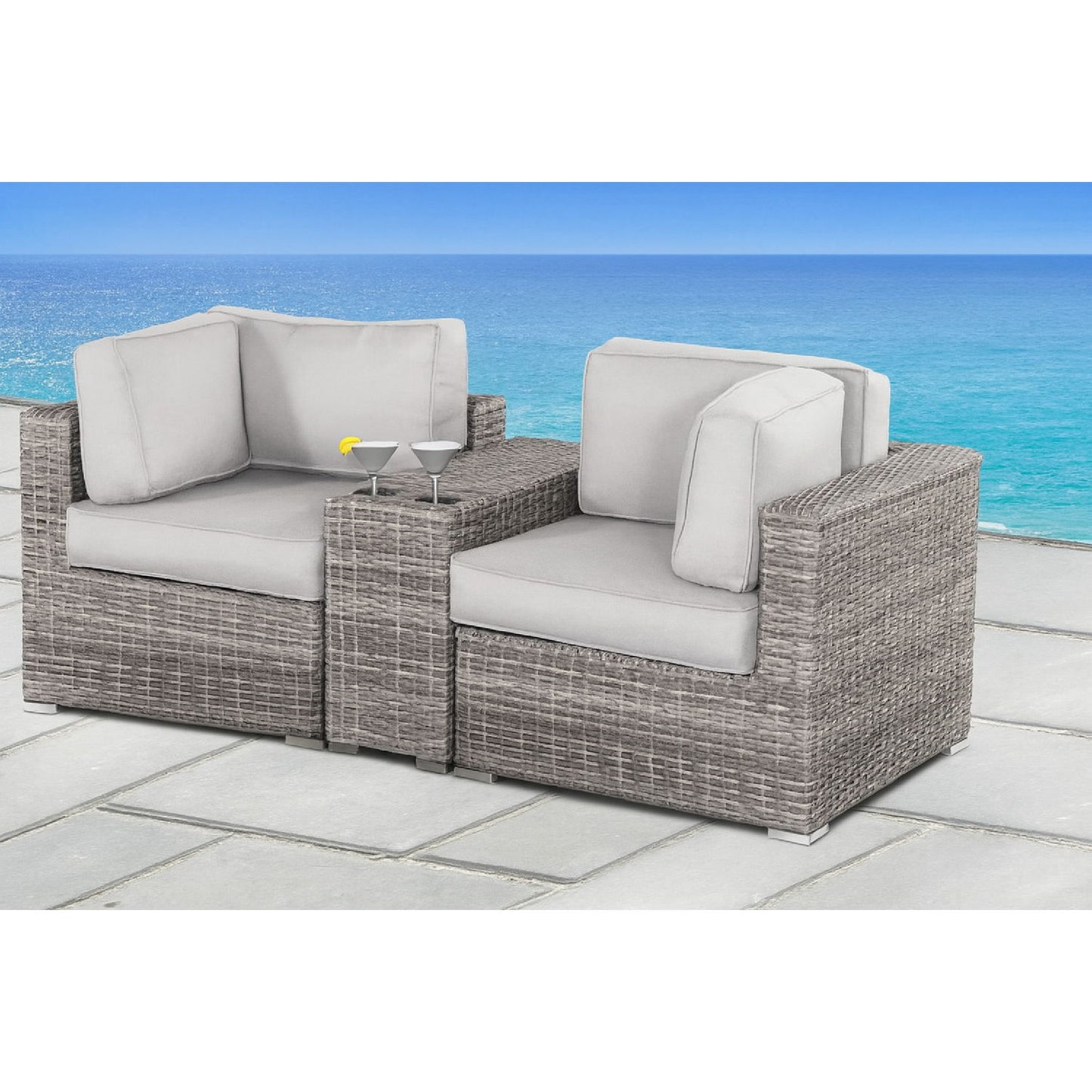Handcrafted Outdoor Loveseat With Wicker Seating LSI Patio Furniture