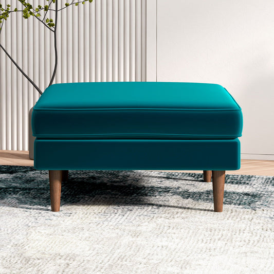 Amber - Square Upholstered Ottoman Linen Ashcroft Furniture