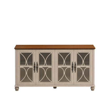 Elegant 4 Door Cabinet With Tempered Glass Doors Home Essentials