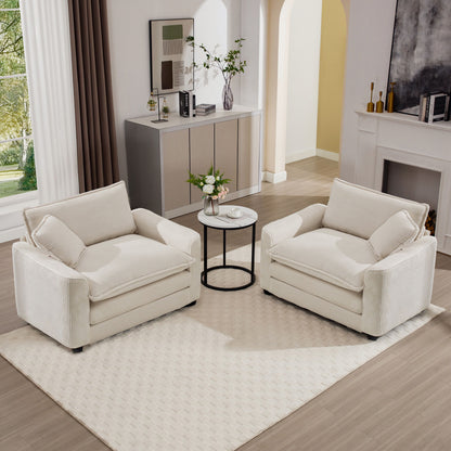 Modern Classic Fabric Single Chair Deep Seat Sofa With Pillow Home Essentials