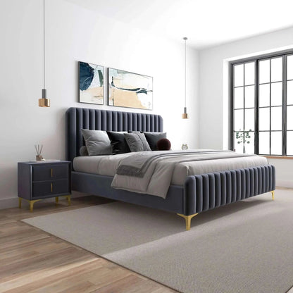 Bethany - Queen Upholstered Platform Bed - Gray Ashcroft Furniture