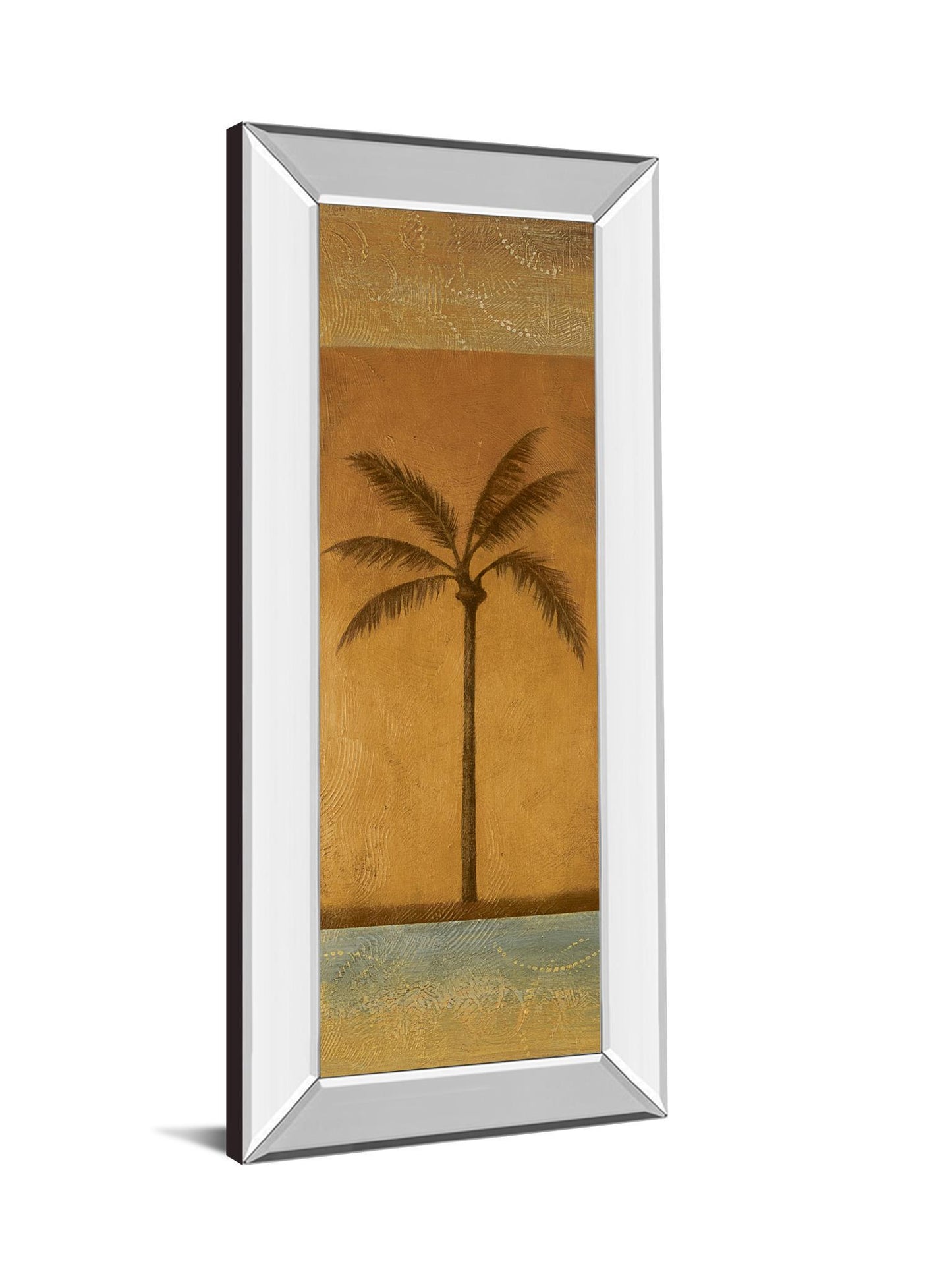 Golden Palm I By Jordan Grey - Mirror Framed Print Wall Art - Dark Brown