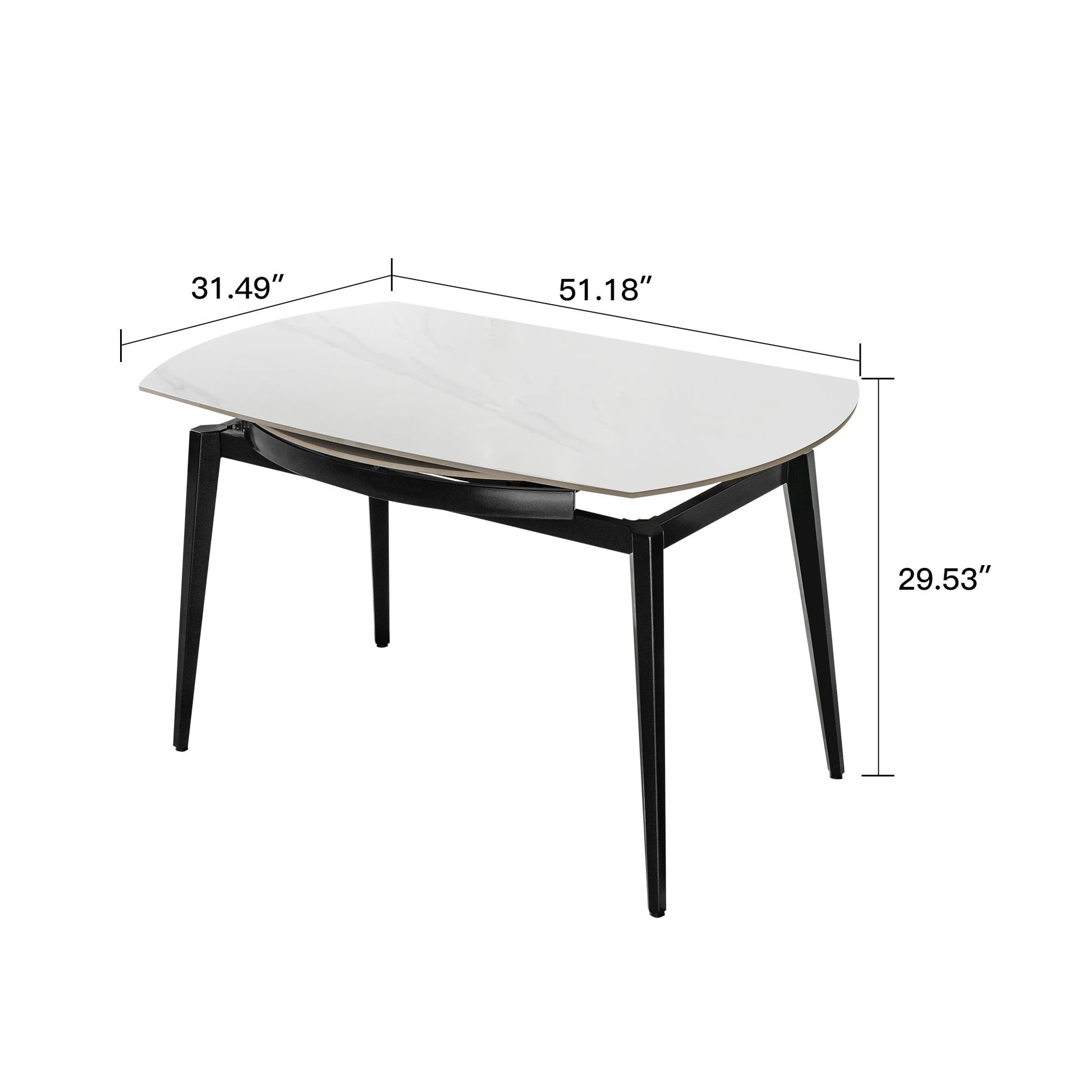 Modern Extendable Round Dining Table With Sintered Stone Top - White / Black Home Essentials