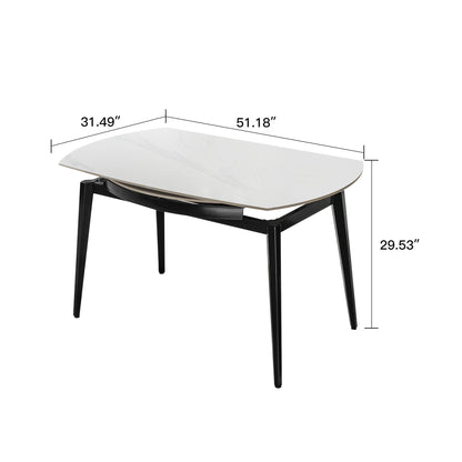 Modern Extendable Round Dining Table With Sintered Stone Top - White / Black Home Essentials