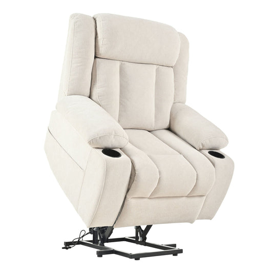 Power Lift Recliner Chair With Extended Footrest, Remote Control, Cup Holders, And Side Pockets Home Essentials
