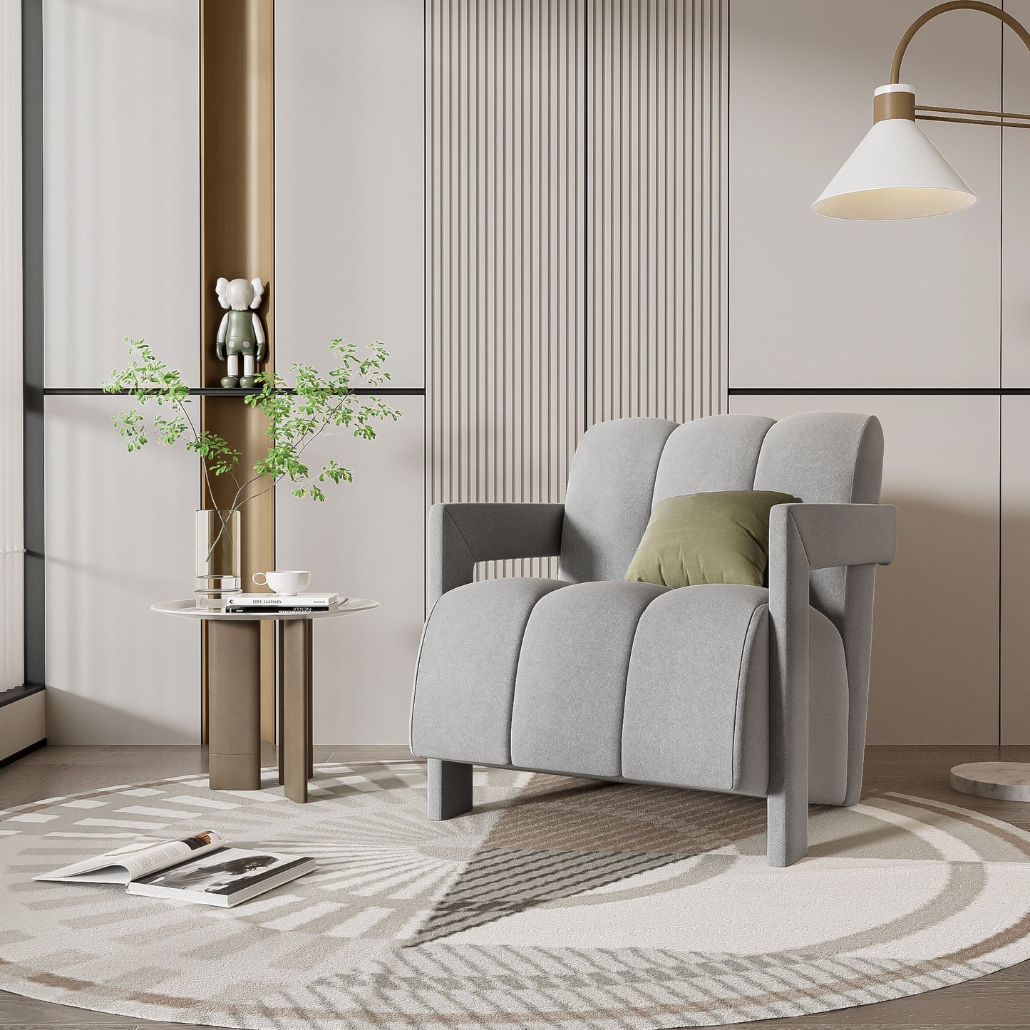 Modern Minimalist Leisure Armchair With L Shaped Armrests Hearth and Haven