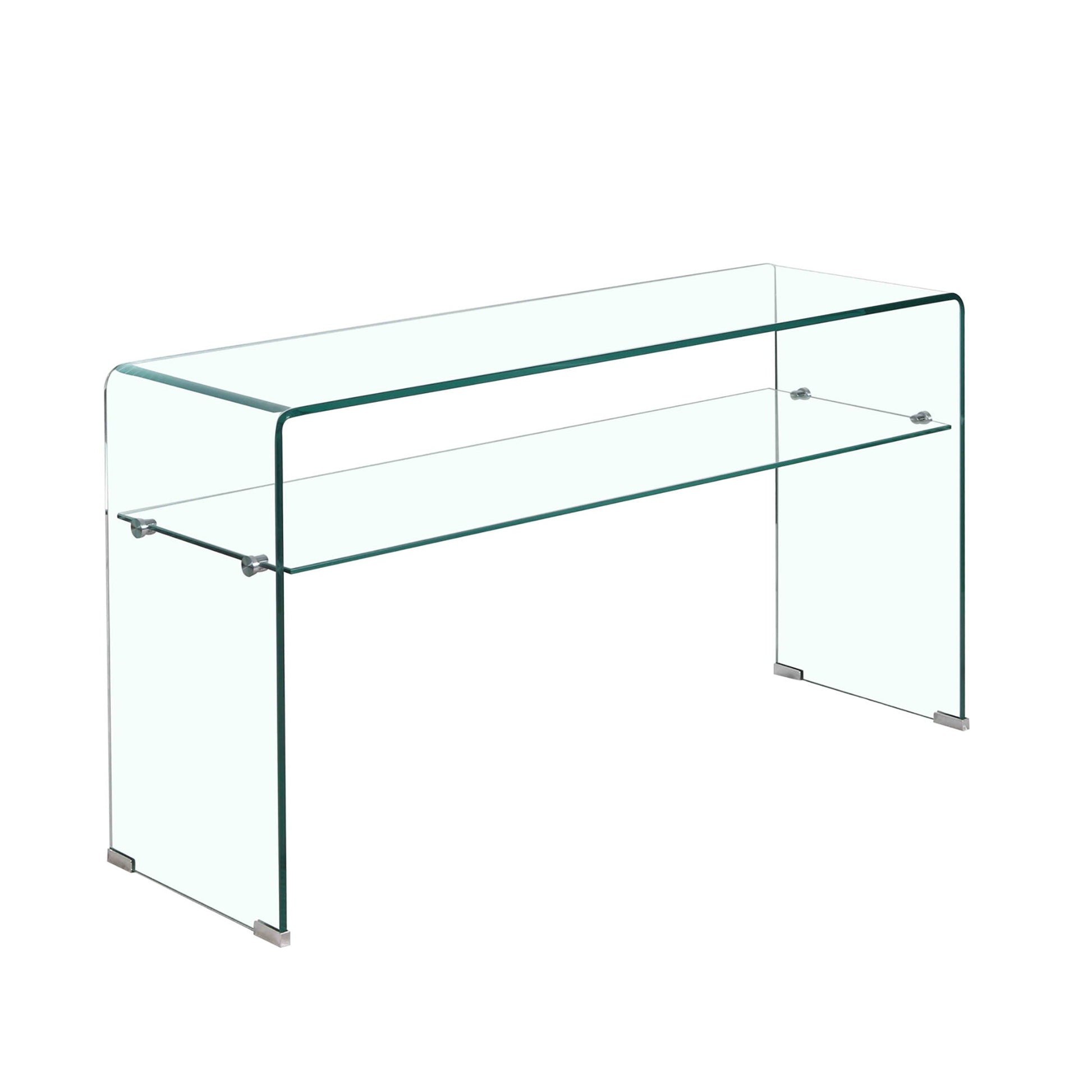 Modern Glass Console Table With Rounded Edges For Versatile Use Tempered Glass - Clear Home Essentials