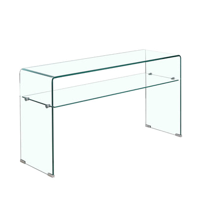 Modern Glass Console Table With Rounded Edges For Versatile Use Tempered Glass - Clear Home Essentials