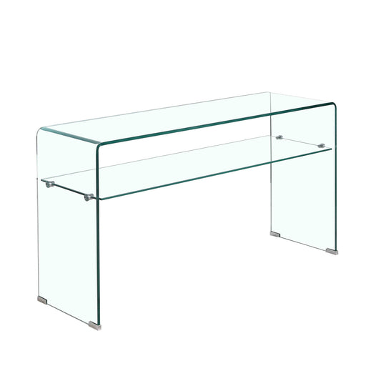 Modern Glass Console Table With Rounded Edges For Versatile Use Tempered Glass - Clear Home Essentials