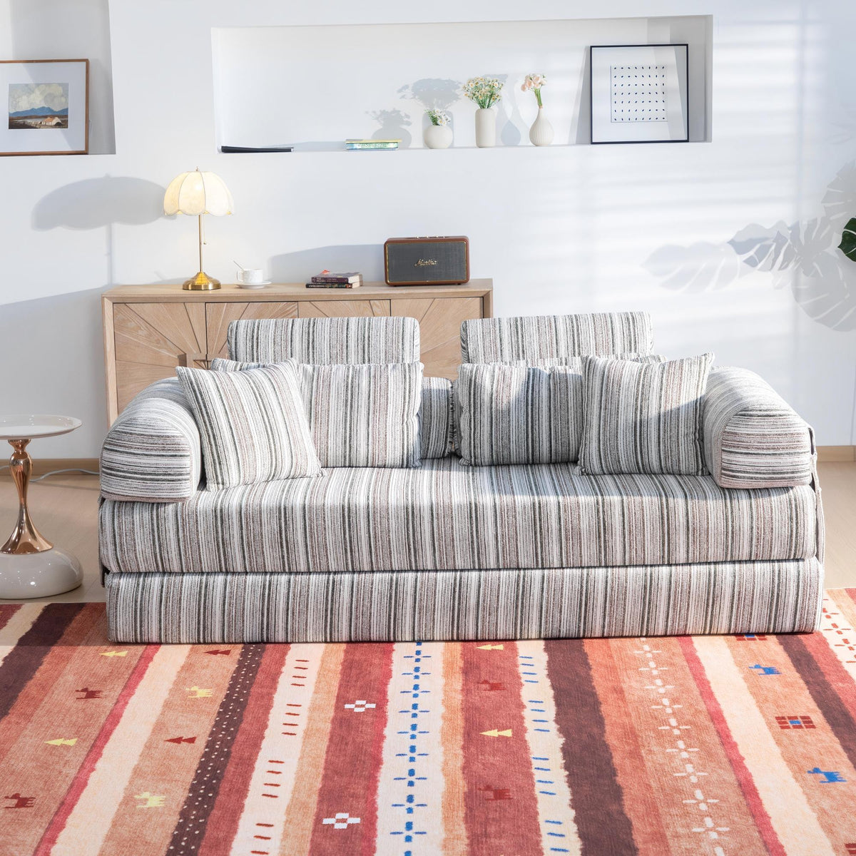 Convertible Sleeper Sofa Bed With High Density Compressed Sponge, Upholstered Couch For Living Room Home Essentials