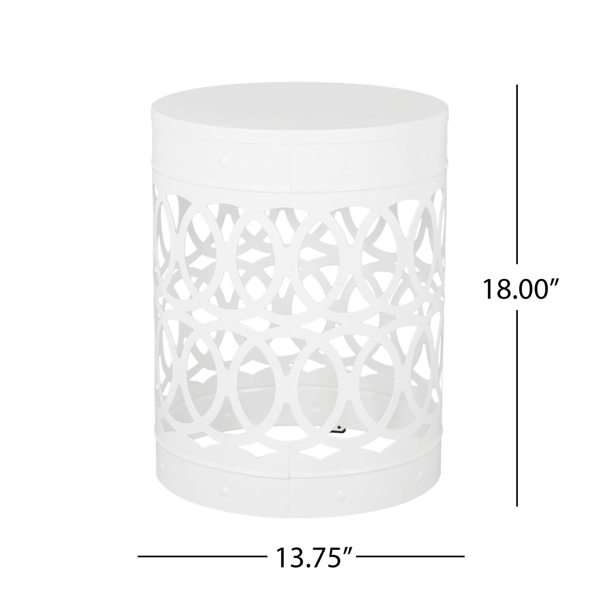 Outdoor Metal Large End Table, Modern Design Noble House