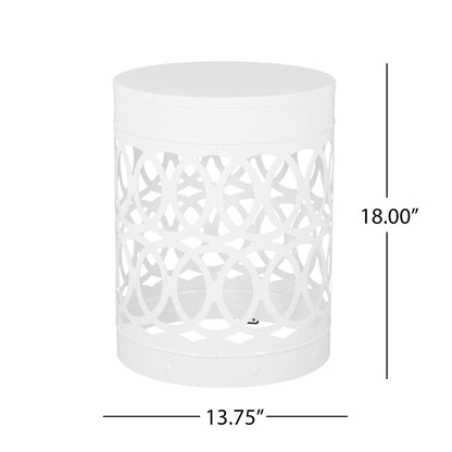 Outdoor Metal Large End Table, Modern Design Noble House