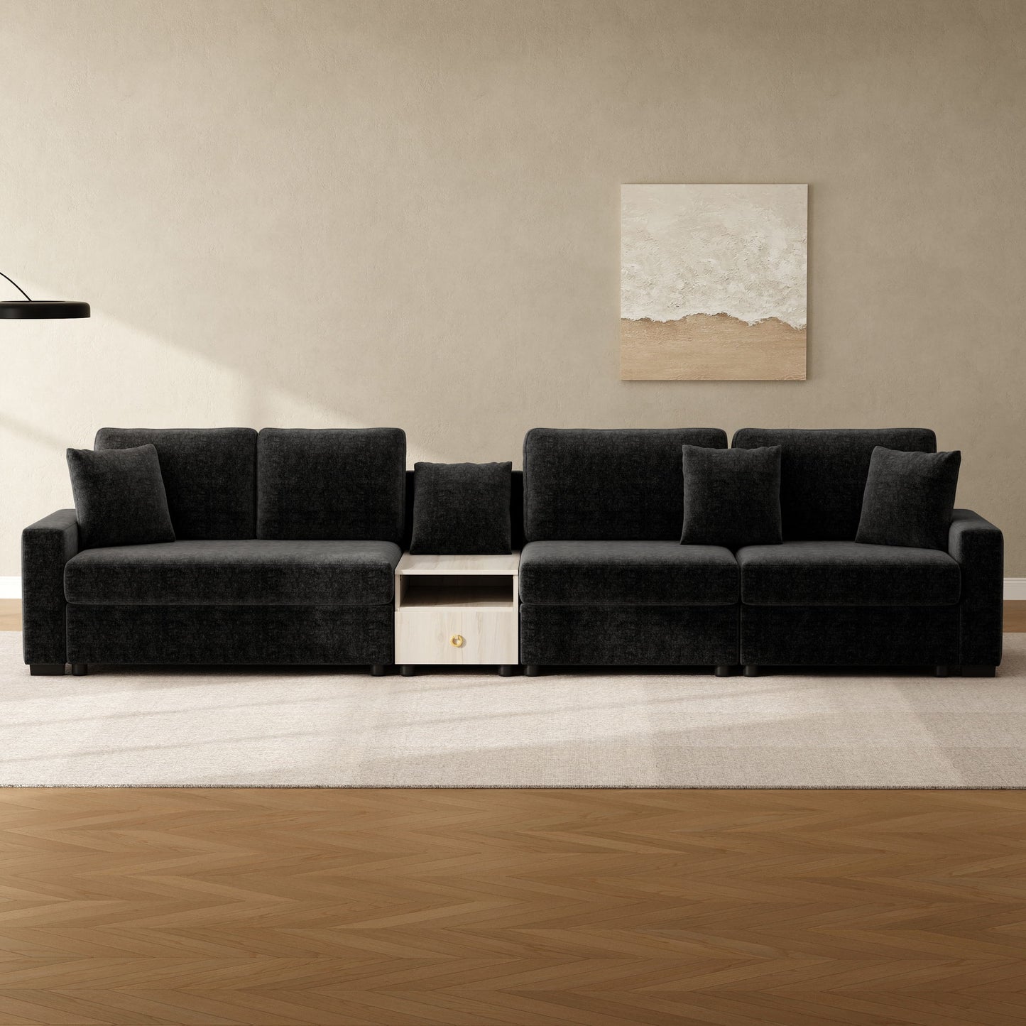 Modular Sofa Couch With Storage Armrest And Center Console Noble House