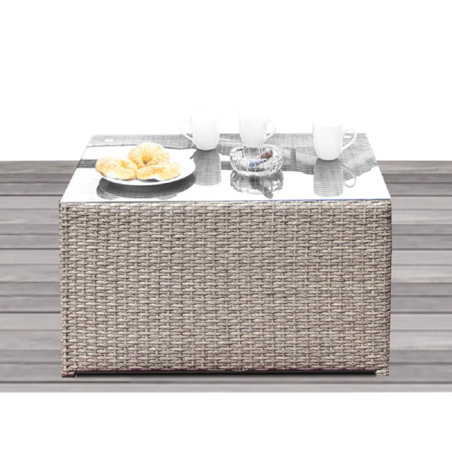 Outdoor Wicker Sectional With Weather Resistant Cushions And Table LSI Patio Furniture