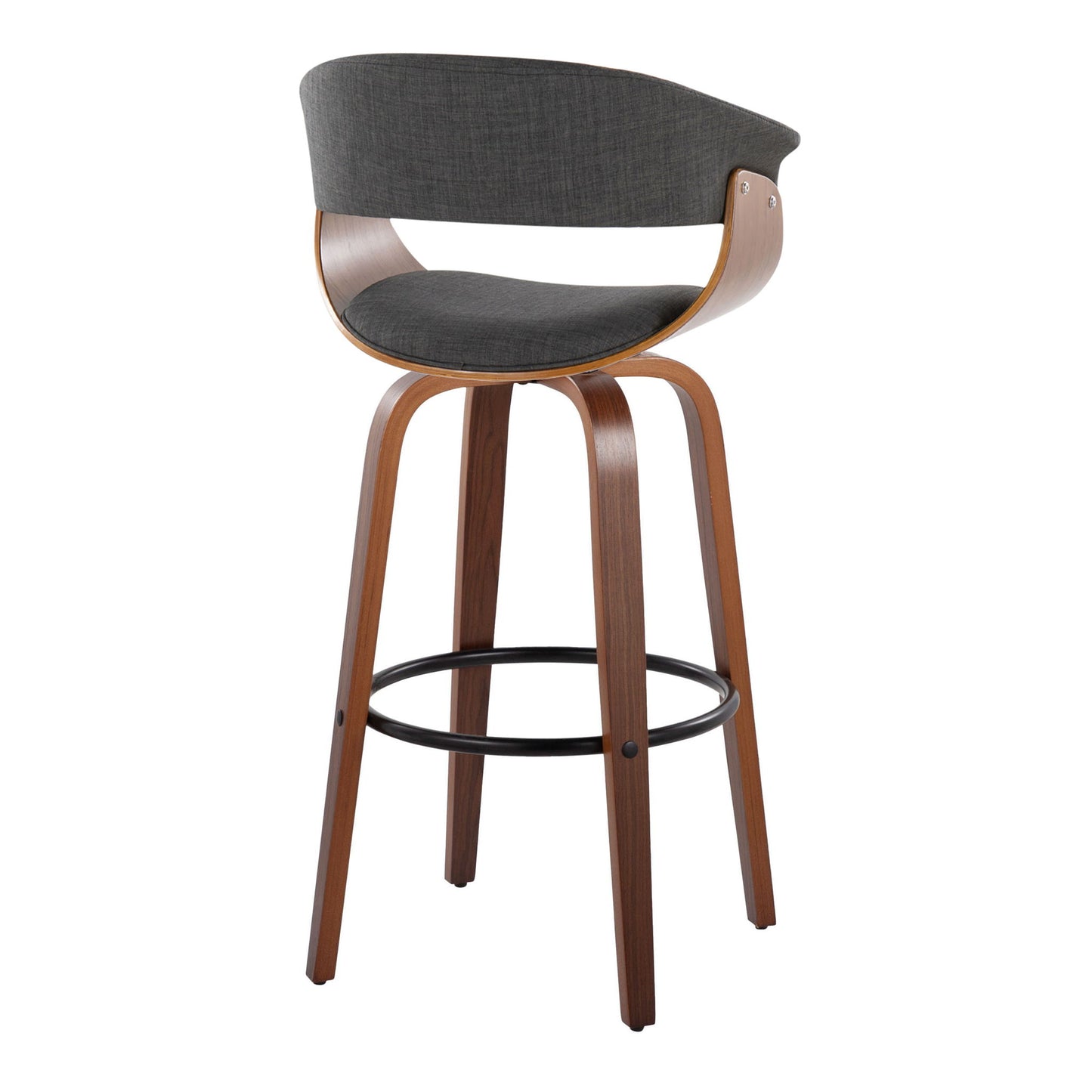 Vintage Mod - Mid Century Modern Fixed Height Barstool With Swivel & Round Footrest (Set of 2) Lumi Source