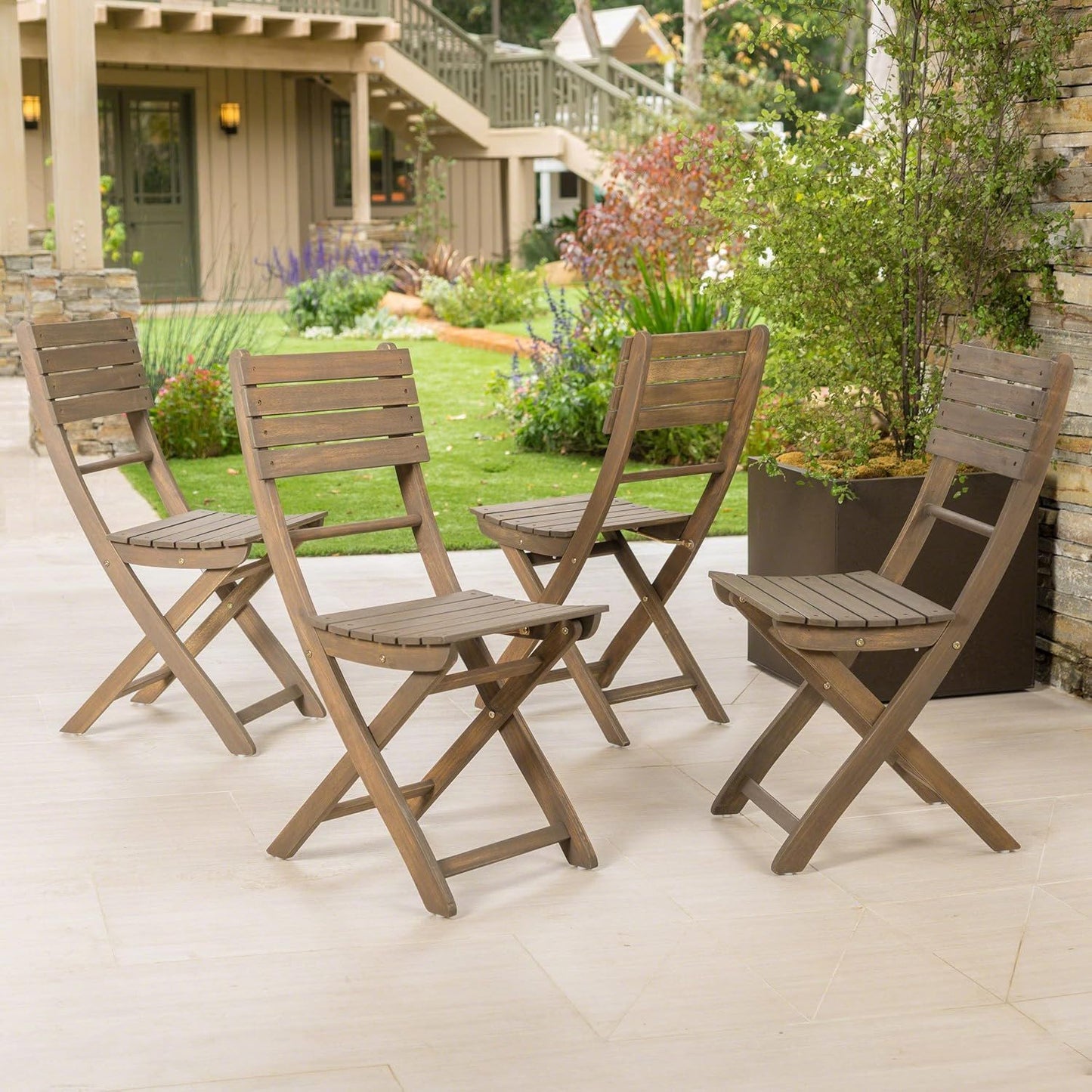 Positano - 4 Piece Foldable Chair - Gray Noble House