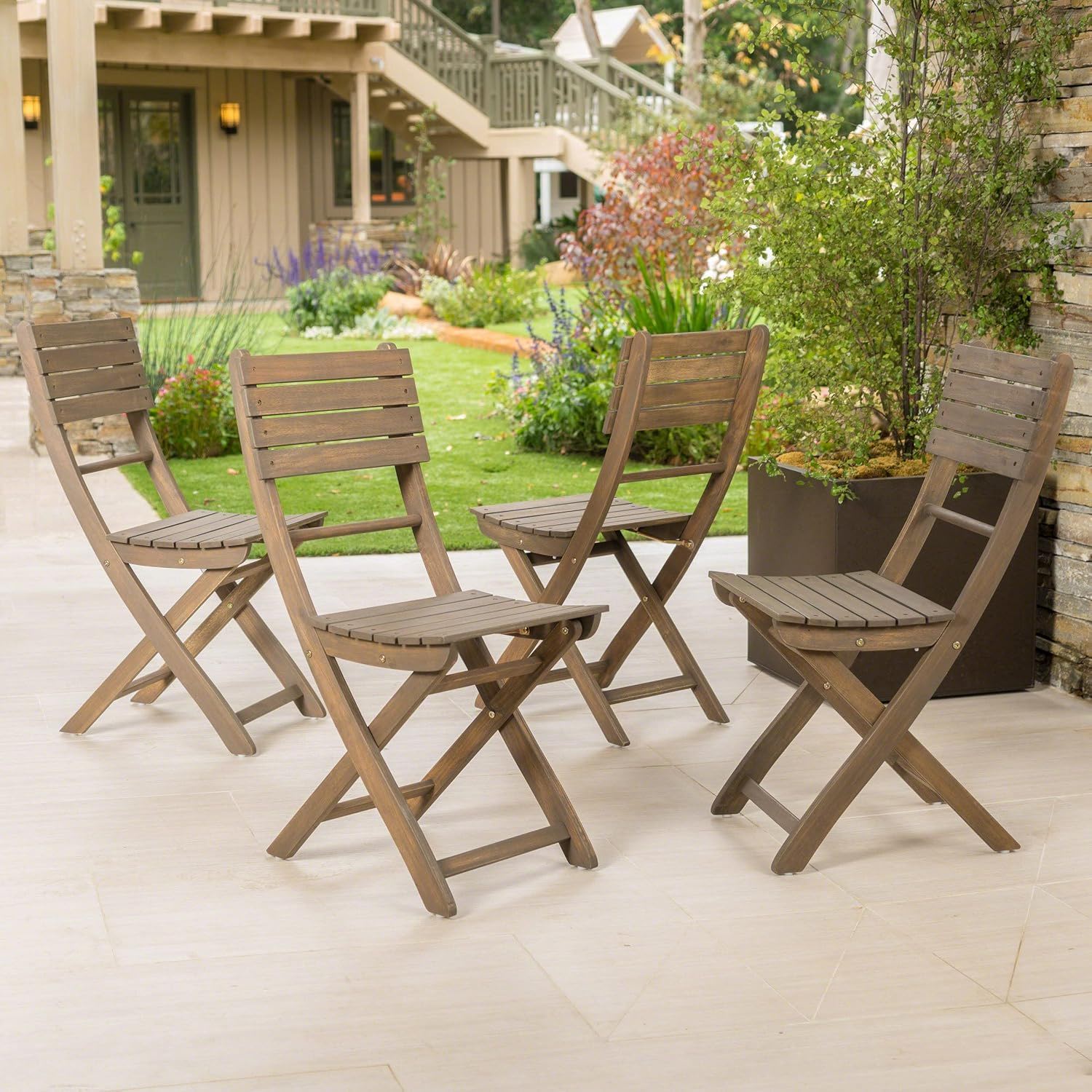 Positano - 4 Piece Foldable Chair - Gray Noble House