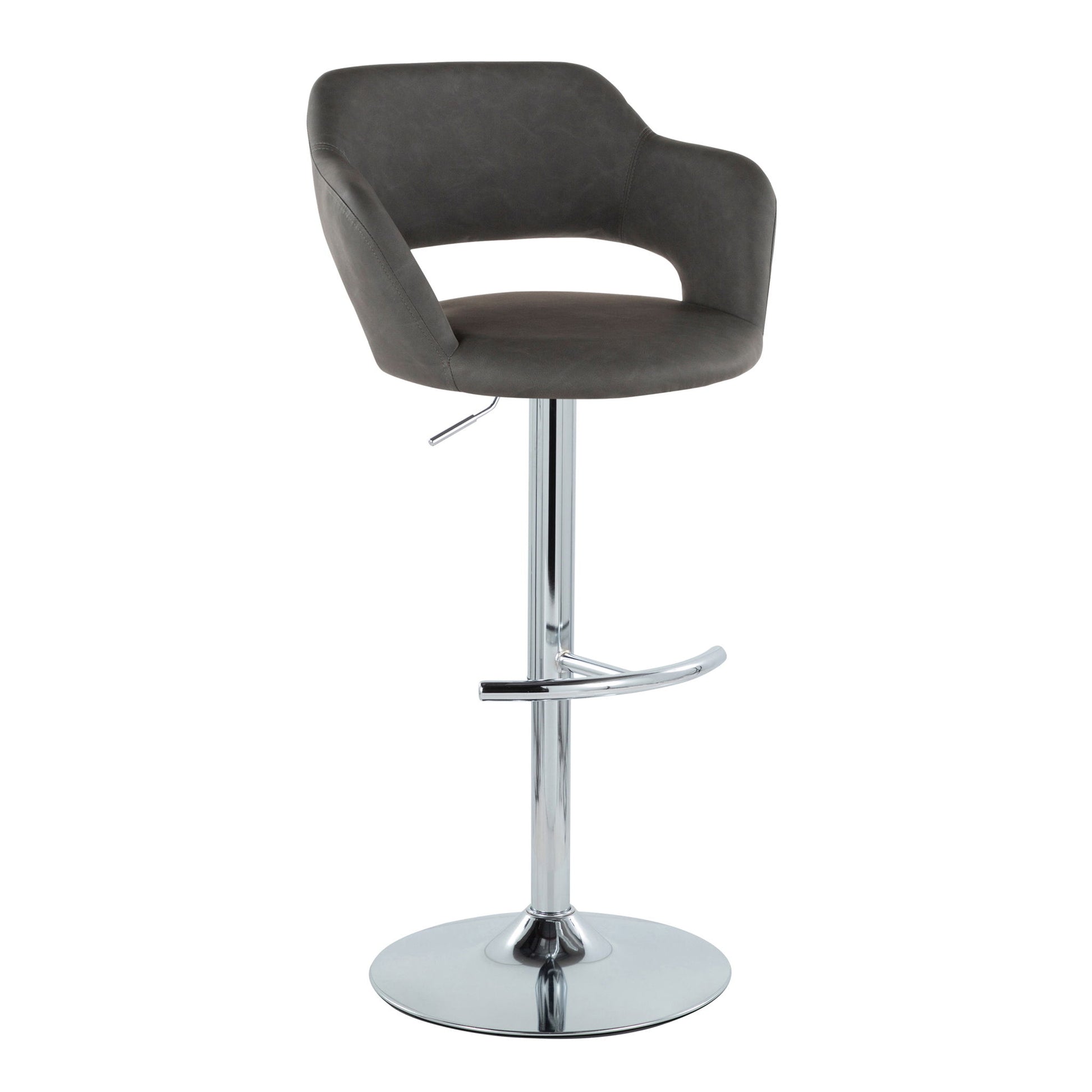 Margarite - Contemporary Ajustable Barstool With Swivel With Rounded T Footrest (Set of 2) Lumi Source