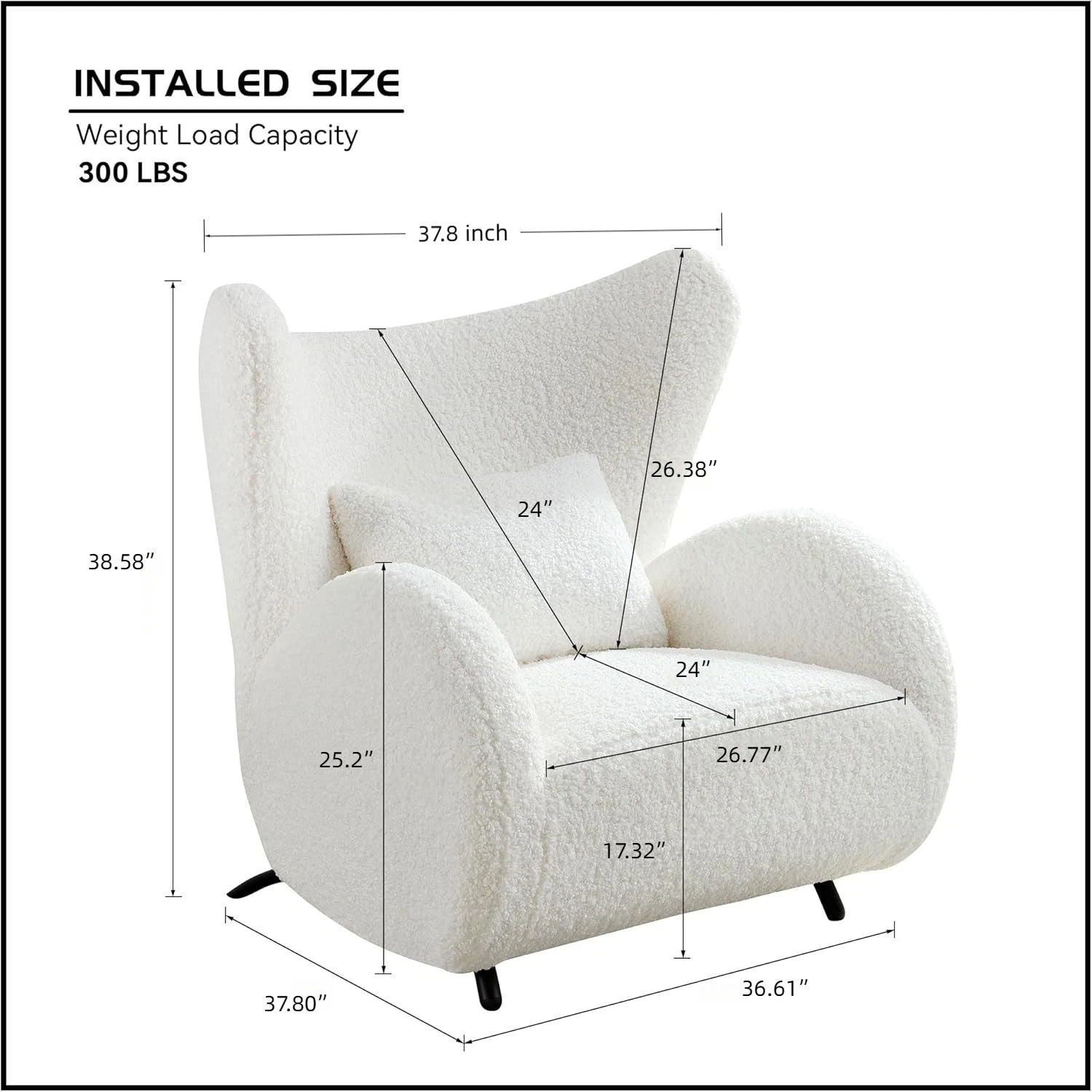 Wingback Armchair & Ottoman Combo For Living Room - White Home Essentials