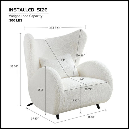 Wingback Armchair & Ottoman Combo For Living Room - White Home Essentials