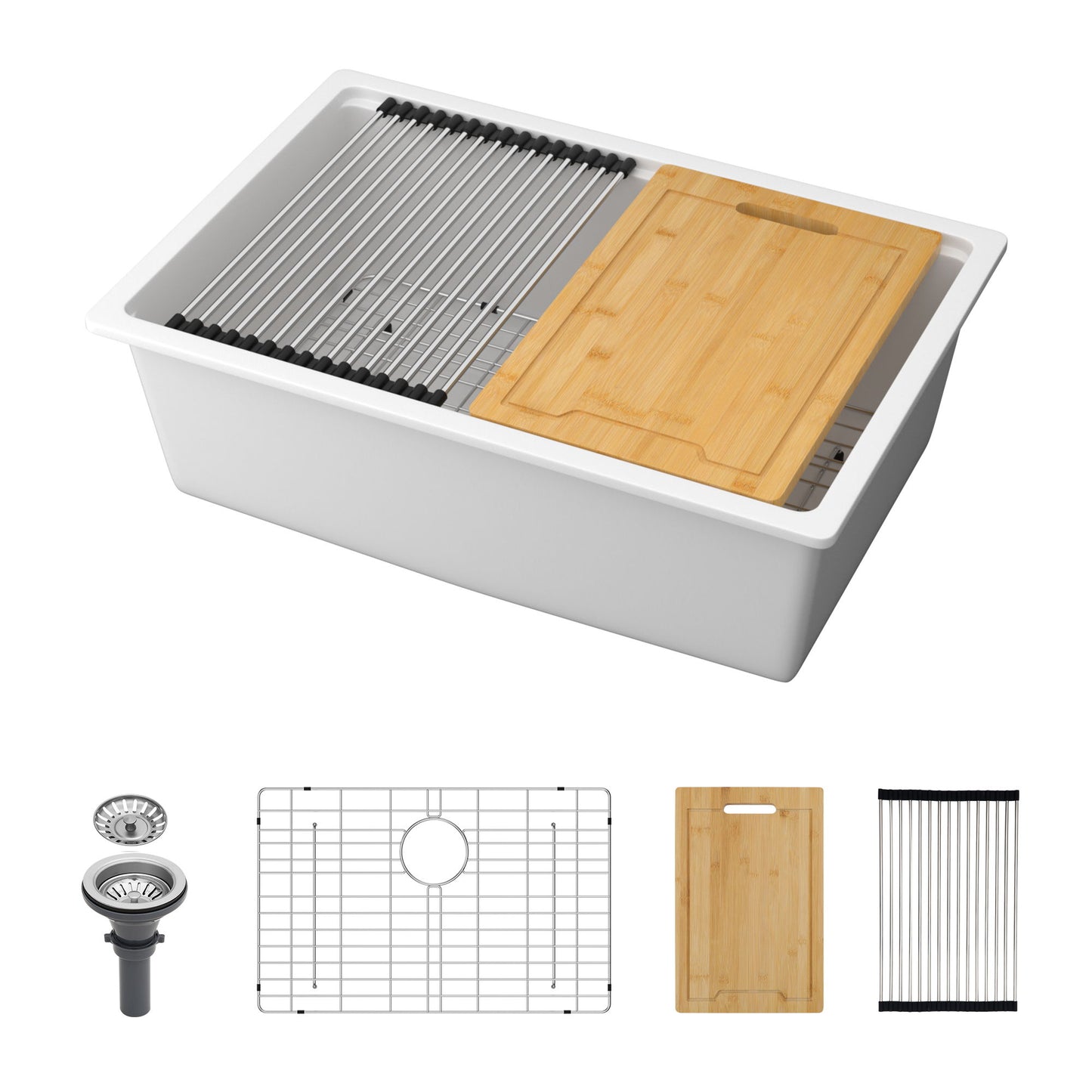 Quartz Kitchen Sink, Composite Workstation, Undermount Daily Nest