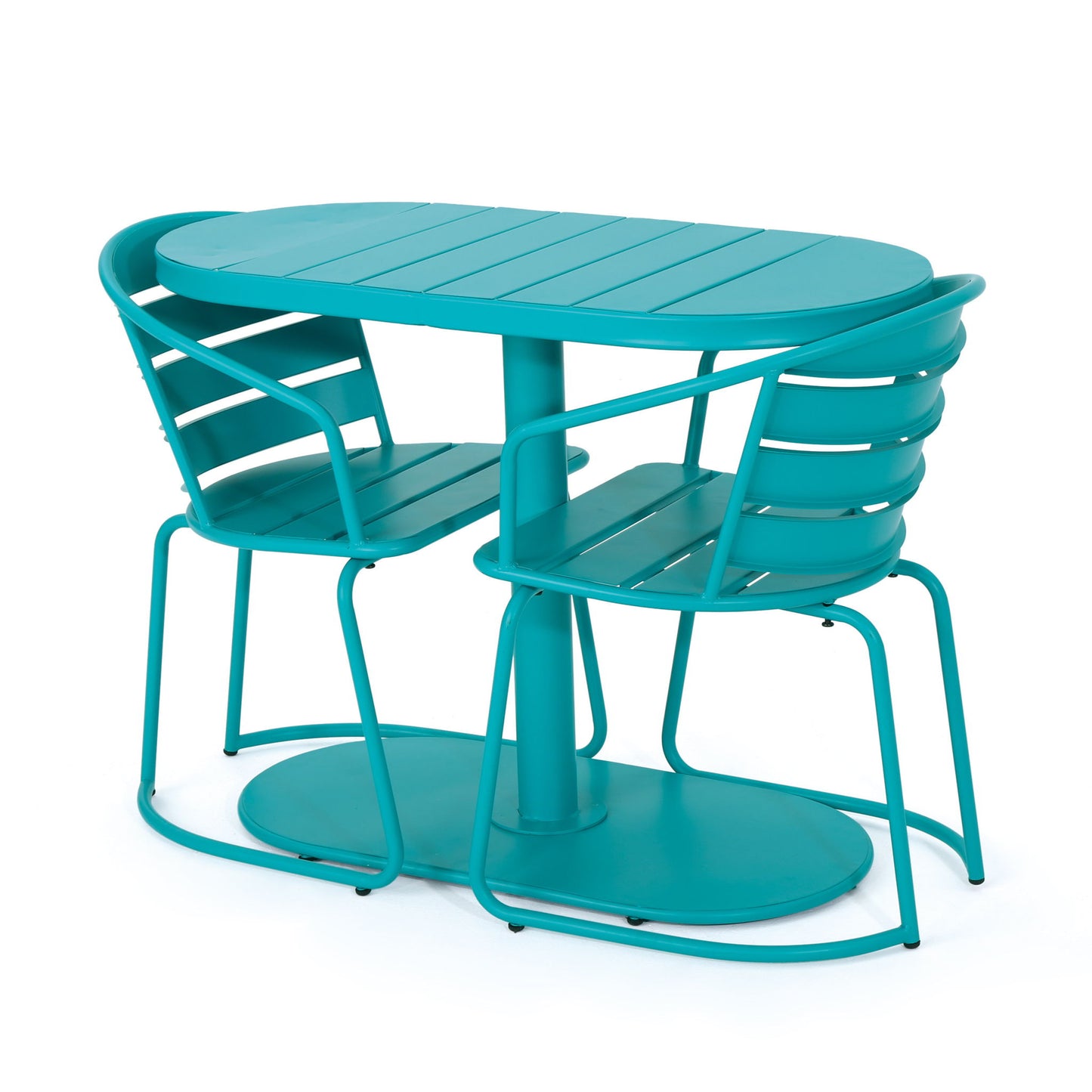 3 Piece Elegant Outdoor Bistro Set With 2 Chairs And Oval Table Noble House