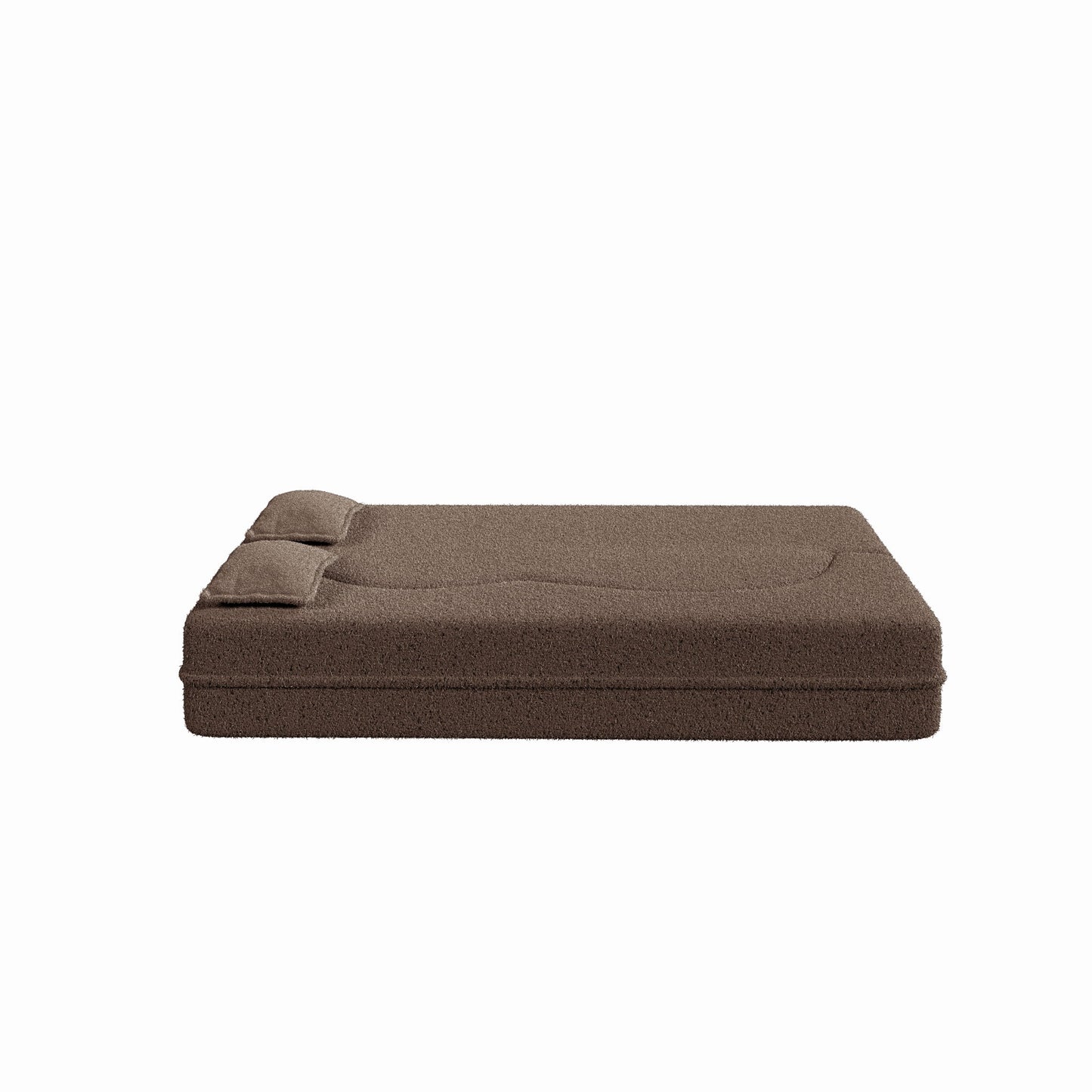 Modern Floor Sofa, With 2 Pillows, Convertible Teddy Fabric Foam Filled Bed Home Essentials