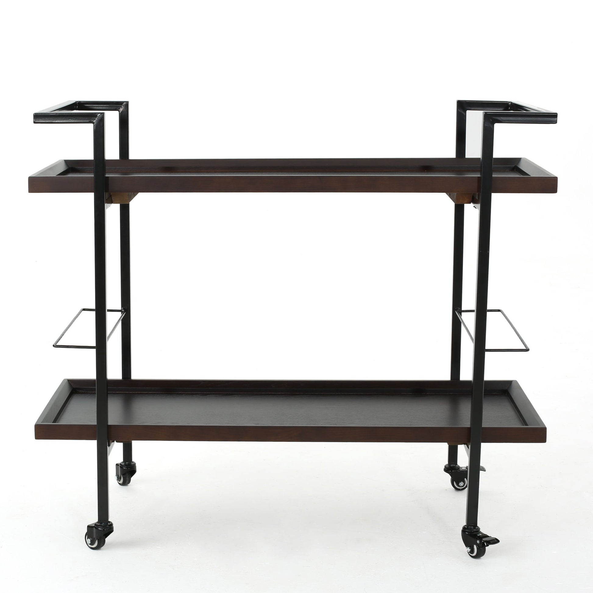 Modern Industrial Bar Cart With Shelving And Casters Noble House
