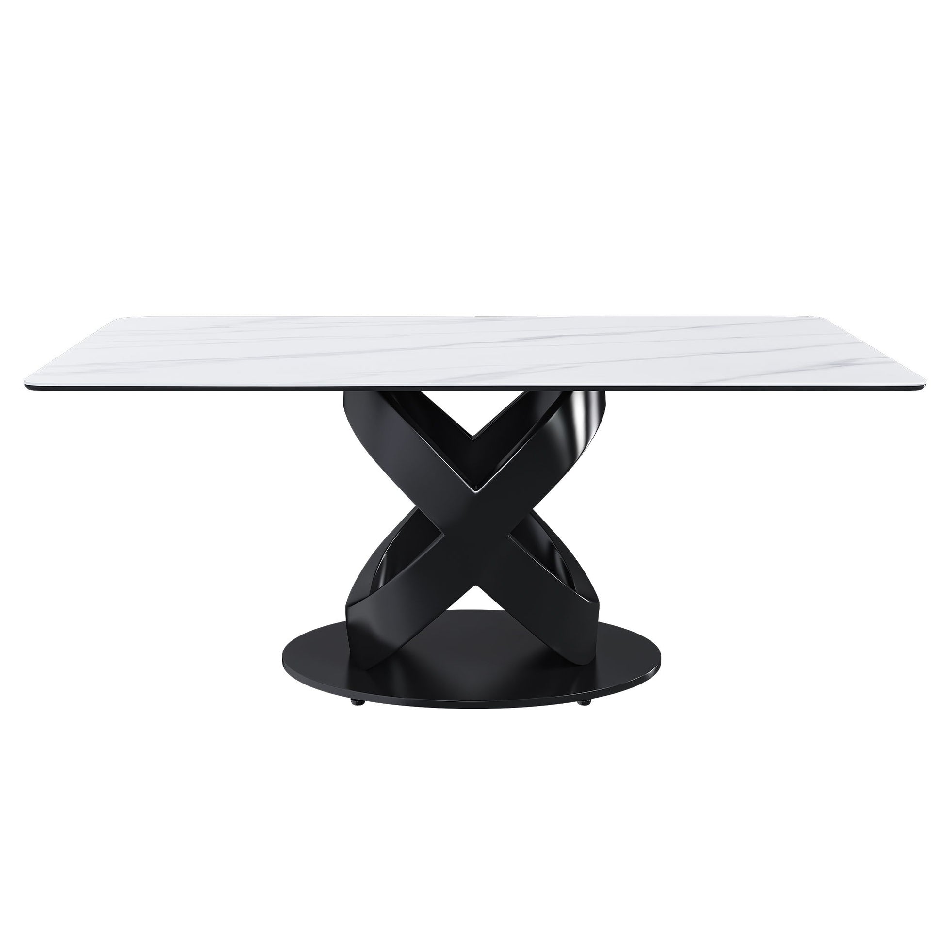 Rectangular Dining Table, Table For 8 Guests - Black / White Home Essentials