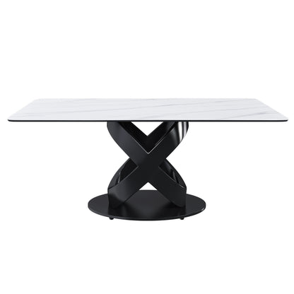 Rectangular Dining Table, Table For 8 Guests - Black / White Home Essentials