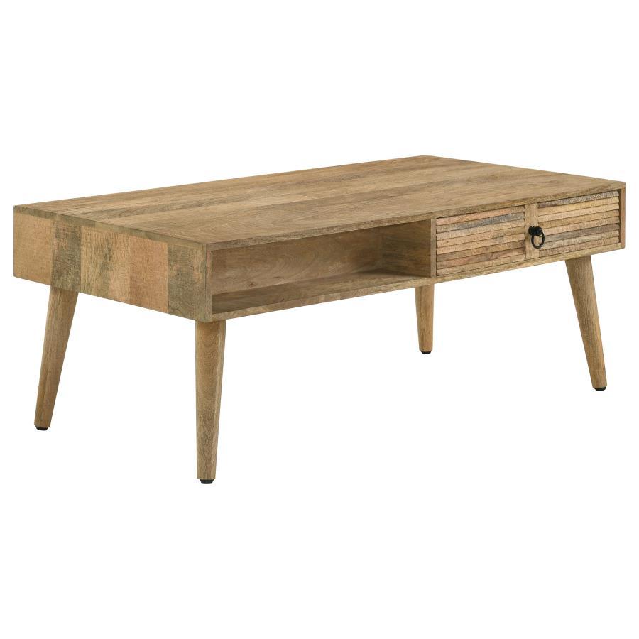 Zabel - 1-Drawer Rectangular Mango Wood Coffee Table - Natural