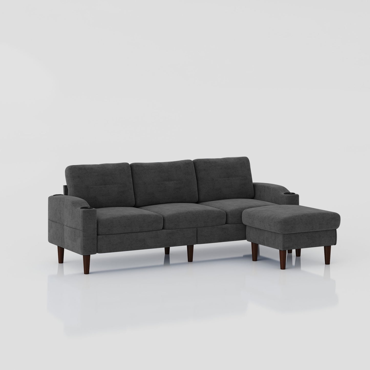 3 Seater Convertible Combination L Shaped Sofa With Footstools With Storage Home Essentials