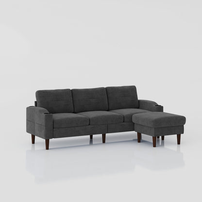 3 Seater Convertible Combination L Shaped Sofa With Footstools With Storage Home Essentials
