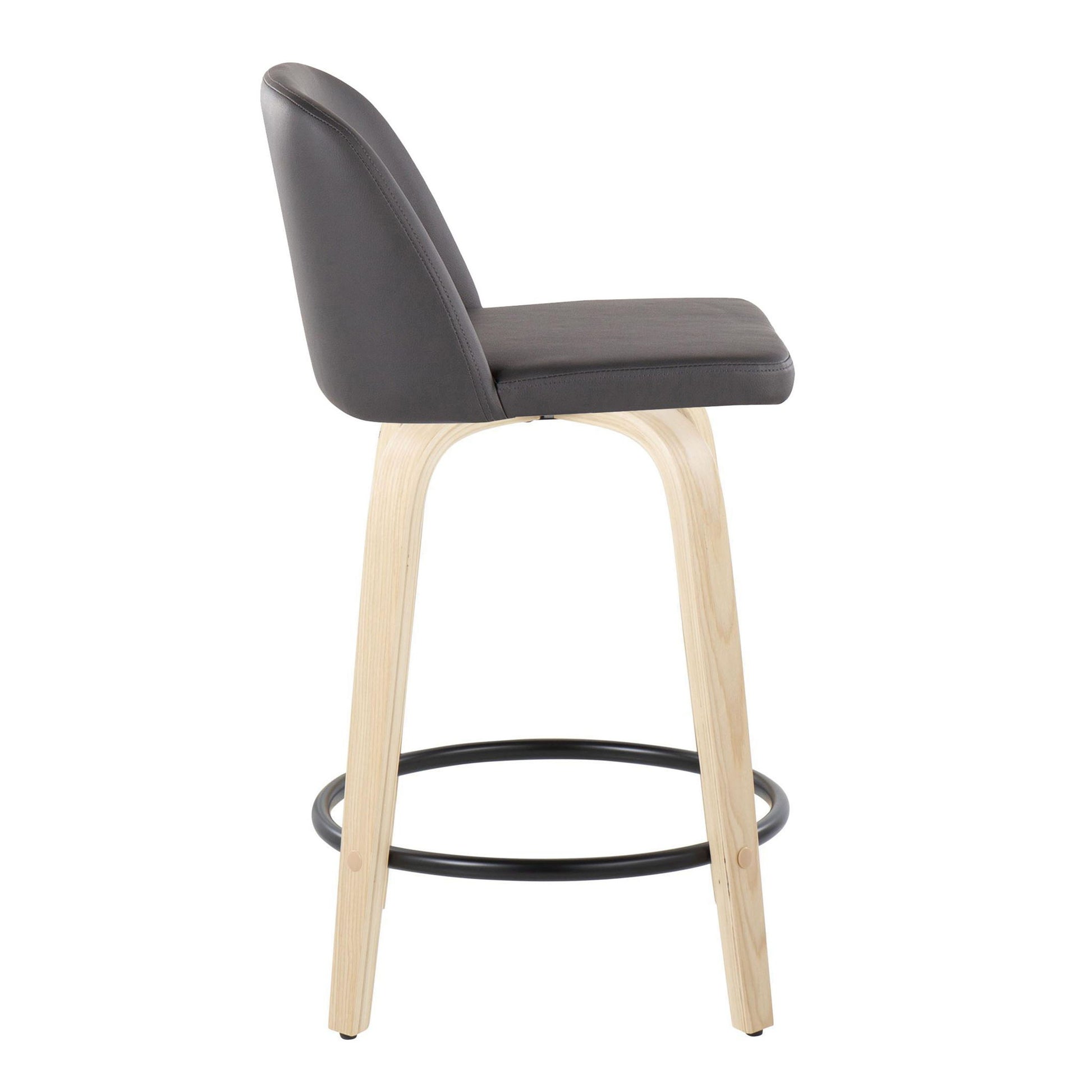 Toriano - Contemporary, Fixed Height Counter Stool With Swivel And Round Footrest (Set of 2) Lumi Source