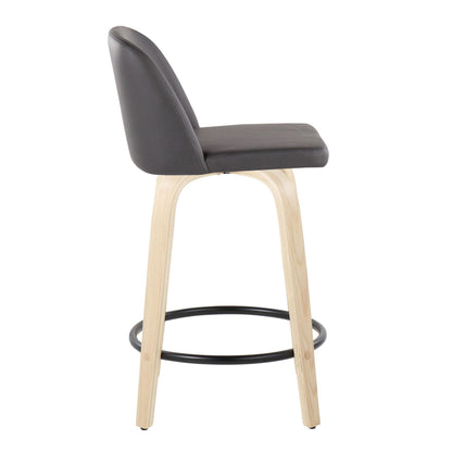 Toriano - Contemporary, Fixed Height Counter Stool With Swivel And Round Footrest (Set of 2) Lumi Source