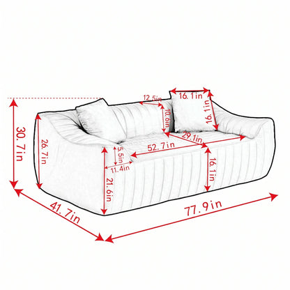 Oversized 2 Seater Loveseat With 2 Decor Throw Pillows, Deep Seat Sofa For Living Rooms Hearth and Haven