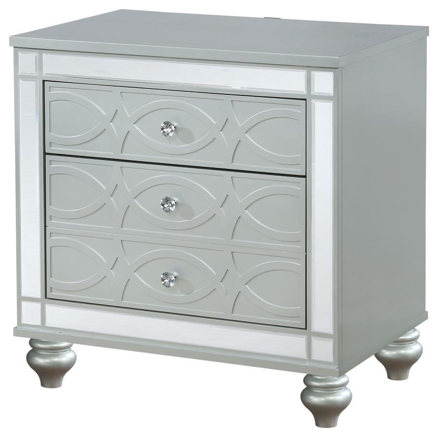 Gunnison - 2-Drawer Nightstand - Silver Metallic CoasterEssence
