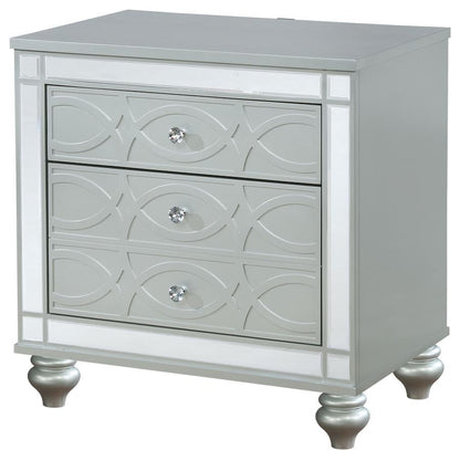 Gunnison - 2-Drawer Nightstand - Silver Metallic CoasterEssence