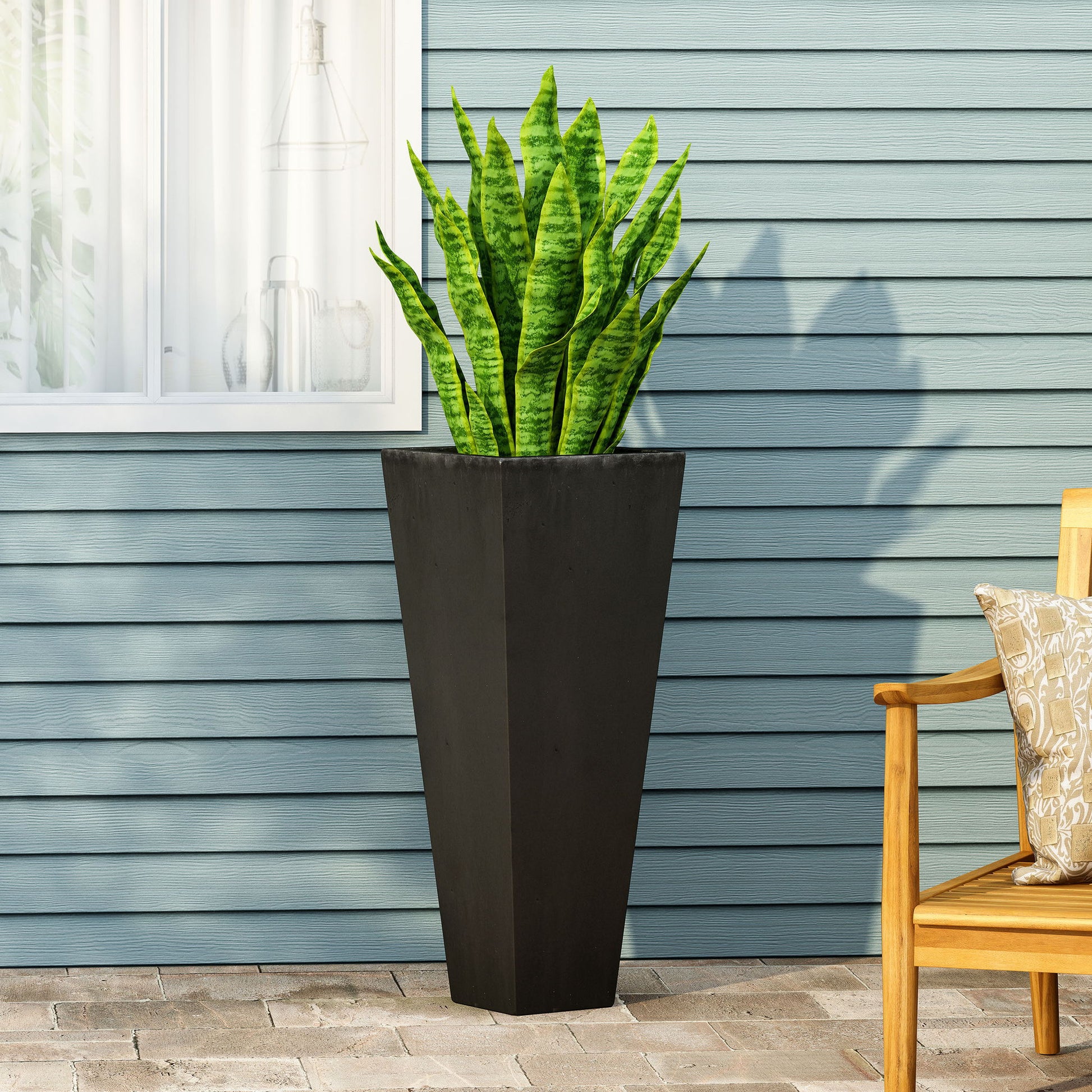 Outdoor Modern Cast Stone Planter Noble House
