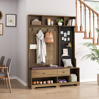 Hallway Hall Tree With Removable Cushion Bench, Coat Rack, Storage Shelves Home Essentials