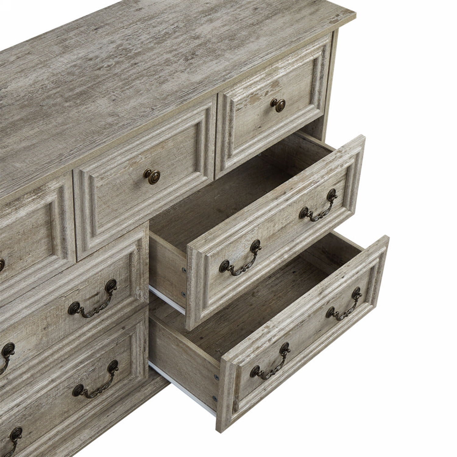 Farmhouse Vintage 7 Drawers Dresser With Natural Texture Home Essentials