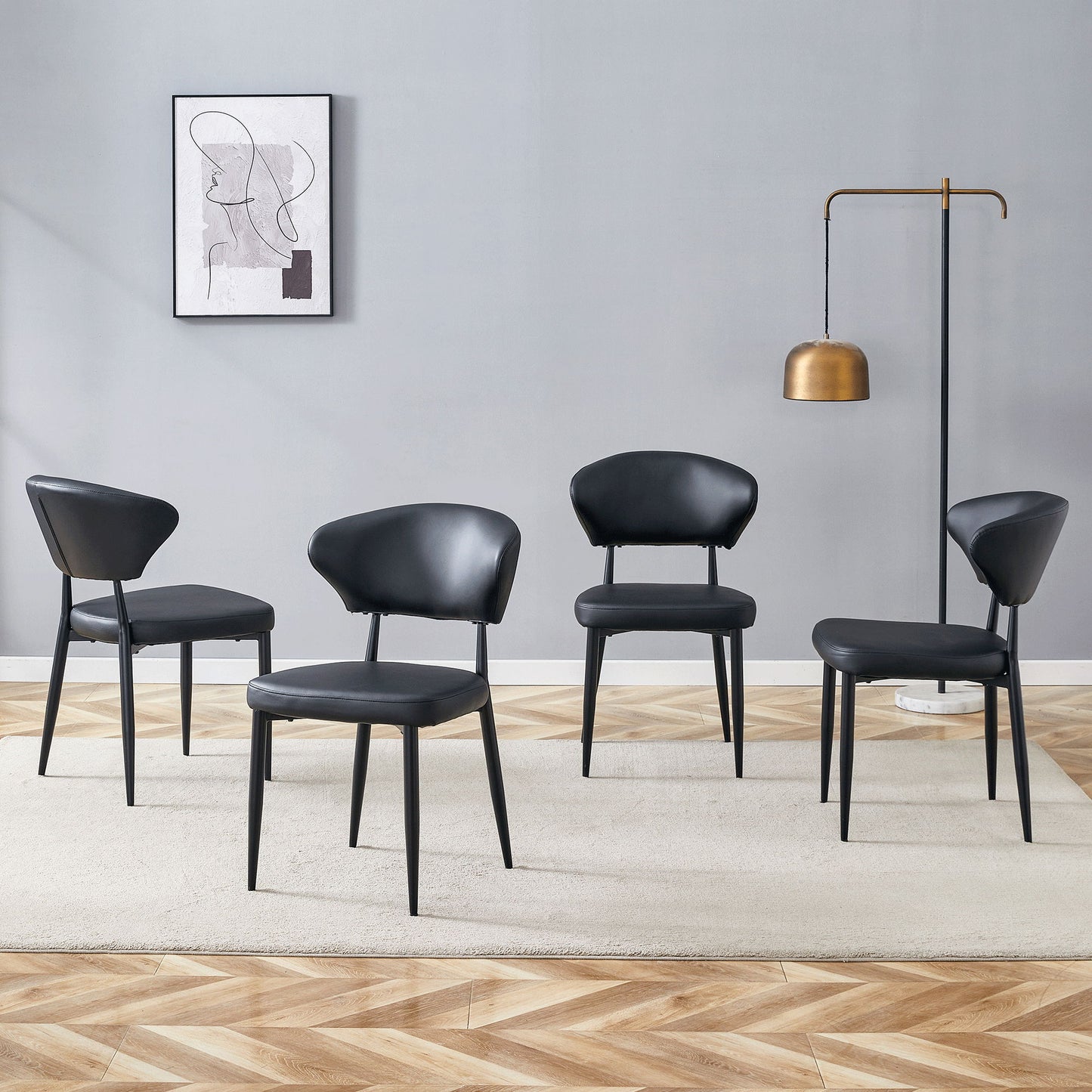 Minimalist Ergonomic Dining Chair With Curved Backres (Set of 4) Home Essentials