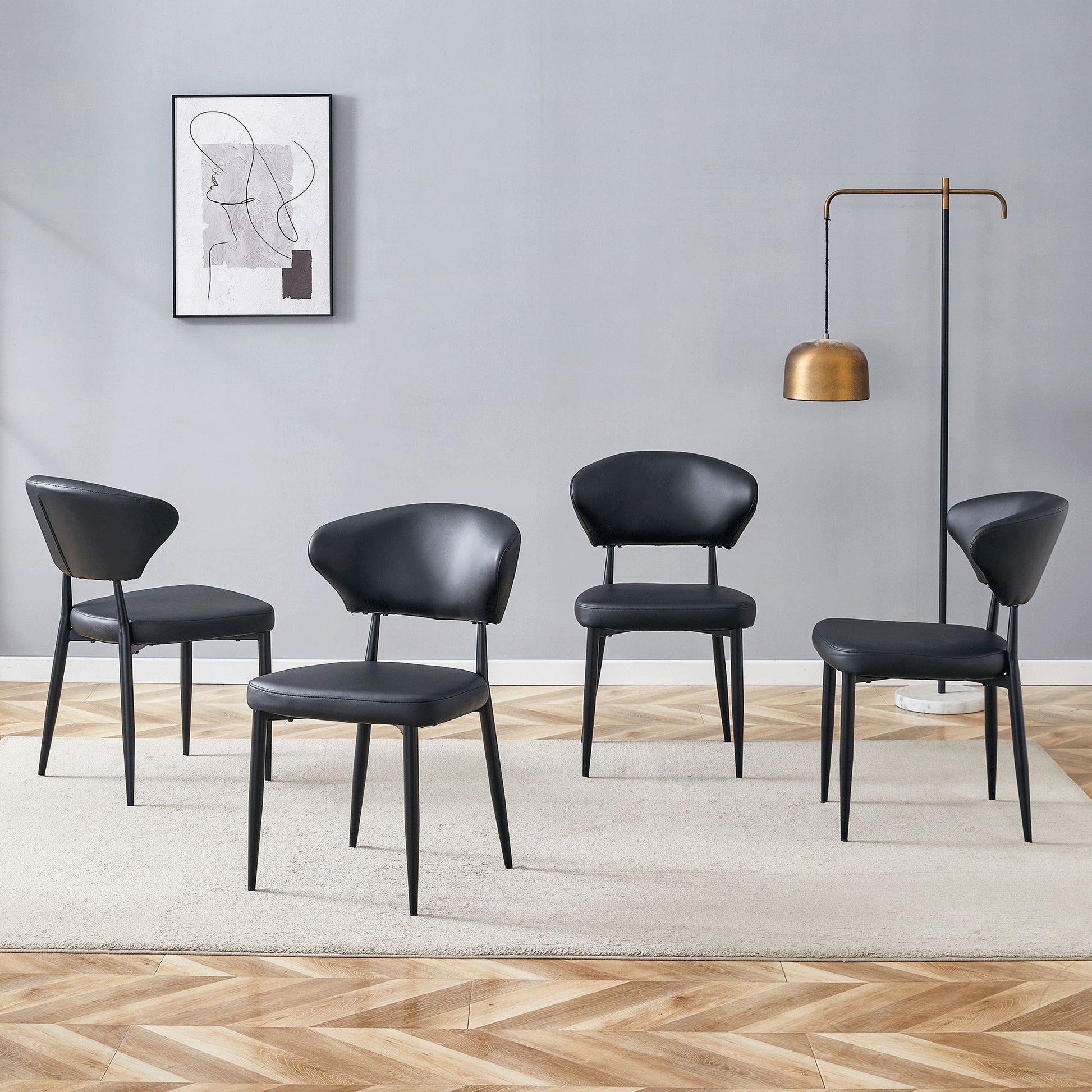 Minimalist Ergonomic Dining Chair With Curved Backres (Set of 4) Home Essentials